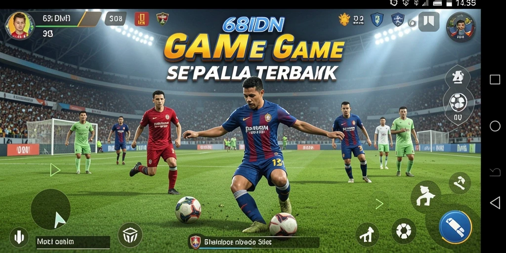 Tangkapan layar gameplay 68IDN menampilkan aksi sepak bola yang seru.