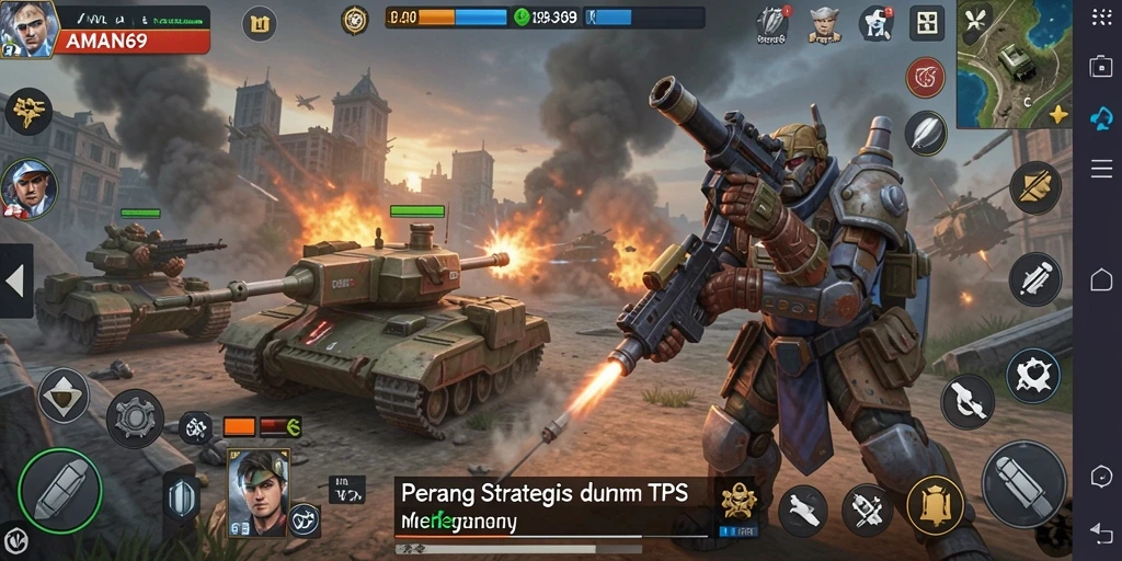 Tampilan aksi mendebarkan dalam gameplay TPS AMAN69.