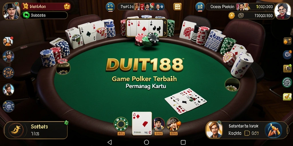 Tampilan gameplay Poker yang menarik dan mendebarkan di DUIT188.