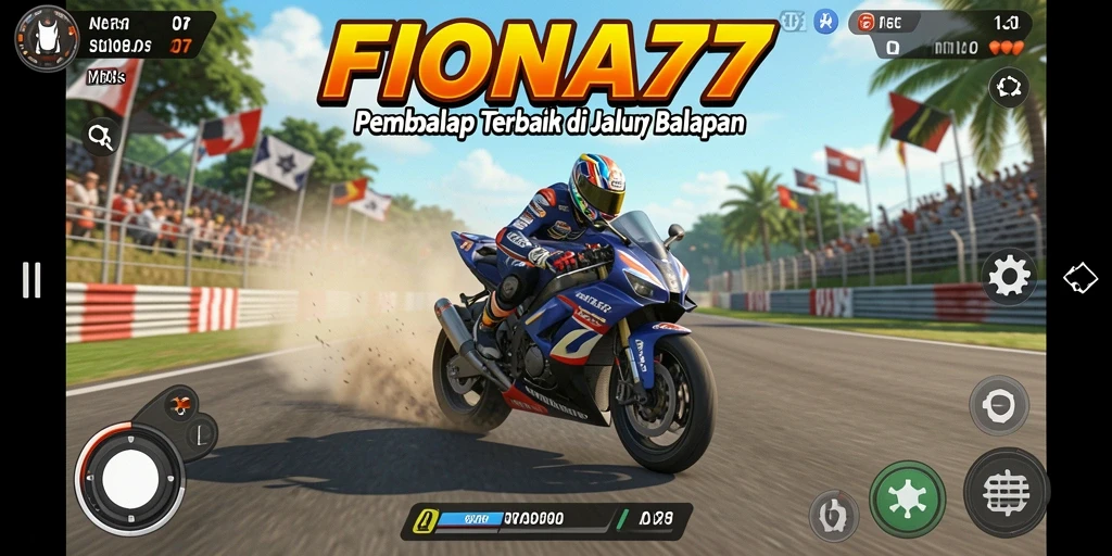 Screenshot gameplay FIONA77 menampilkan aksi balap motor yang seru.