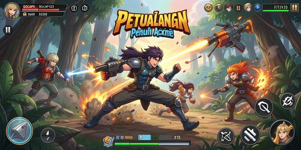 Tangkapan layar GOCAP123 menunjukkan momen seru pertempuran karakter Anime.