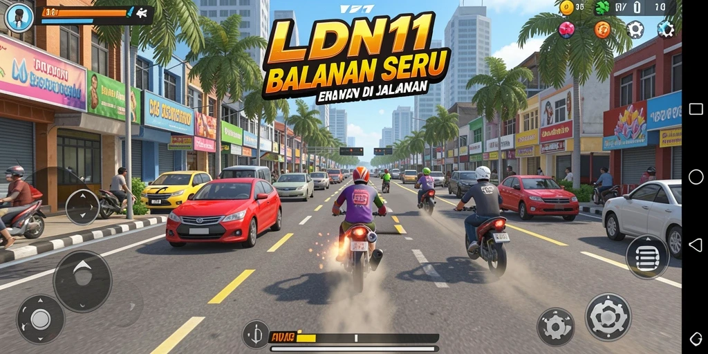 Tampilan gameplay menarik LDN11 dengan balapan seru di jalanan.