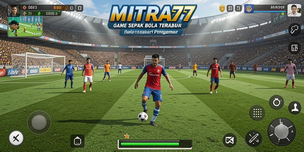 Tampilan gameplay MITRA77 yang memukau dalam suasana pertandingan sepak bola.