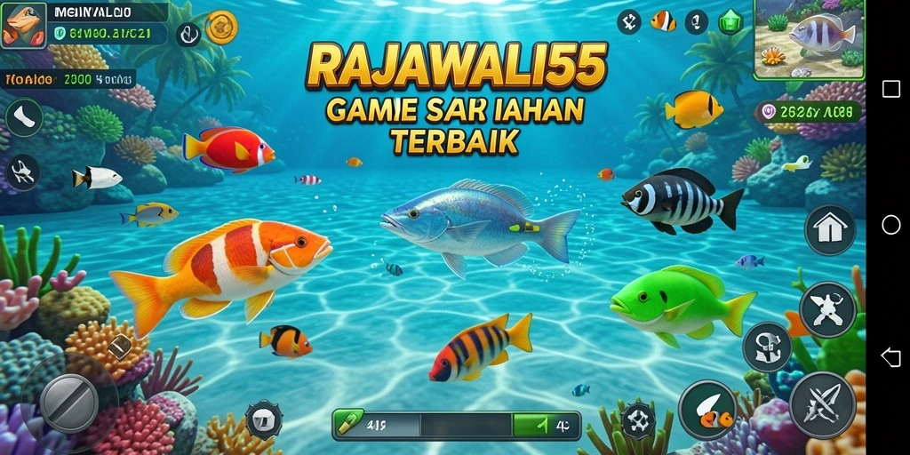 Tampilan menarik dari gameplay RAJAWALI55 dengan ikan berwarna-warni.