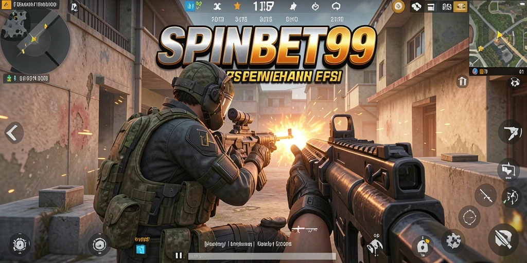 Screenshot gameplay seru SPINBET99 saat aksi tembak-menembak.